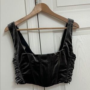 Zara Grey Velvet Corset Crop Top